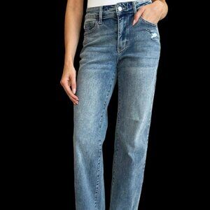 Judy Blue Full Size Mid Rise Destroyed Hem Distressed Jeans
